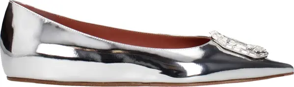 Gray Leather Ballet Flats
