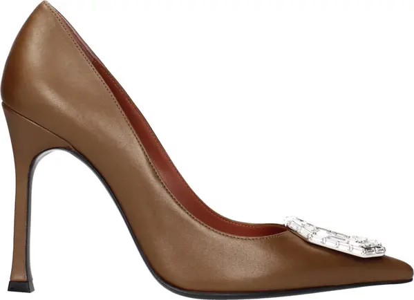 Brown Leather High Heel Pumps