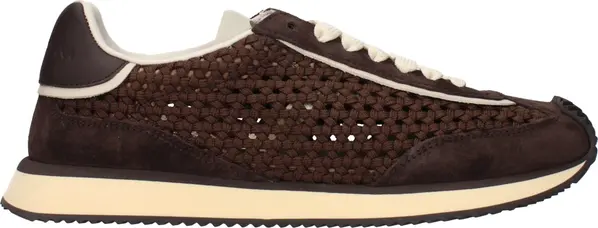 Brown Fabric Low Top Sneakers