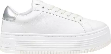 Silver Leather Platform Sneakers
