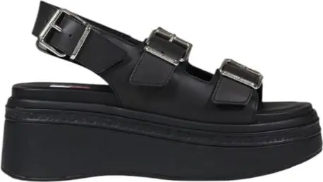 Black Leather Platform Sandals