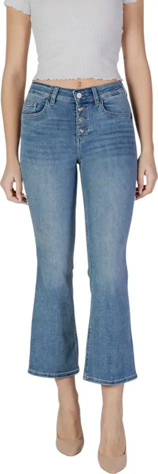 Blue Cotton Bootcut Jeans