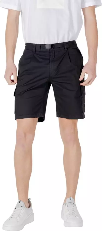 Black Cotton Bermuda Shorts