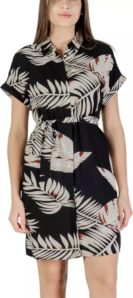 Beige Viscose Short Dress