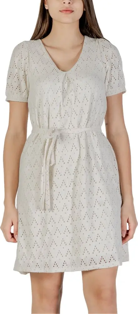 Beige Recycled Polyester Short Dress