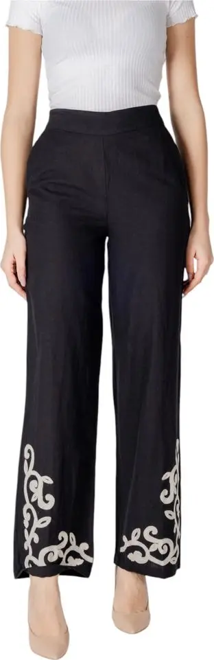 Black Viscose Flared Pants