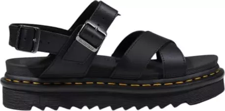 Black Leather Flat Sandals