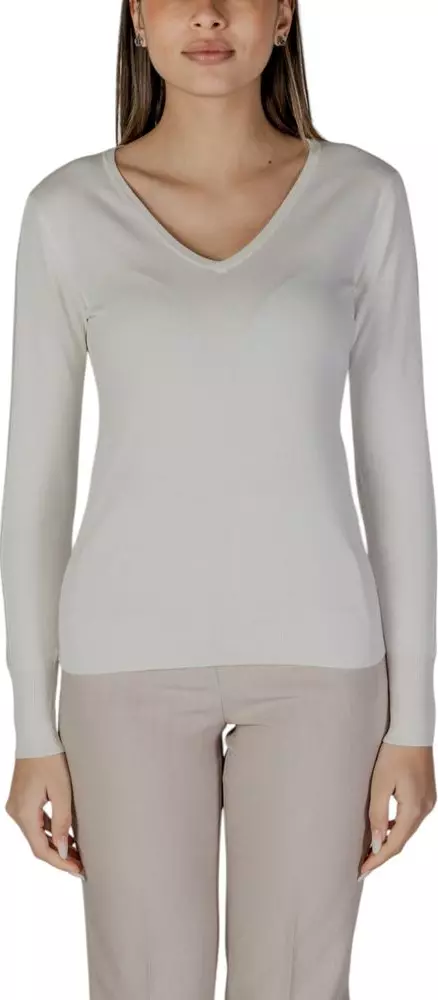 Cream Viscose Long Sleeve T-Shirt
