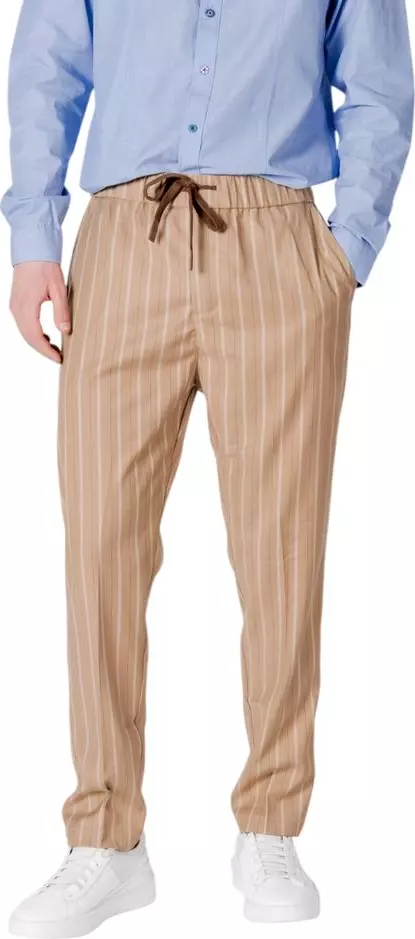 Beige Polyester Pants