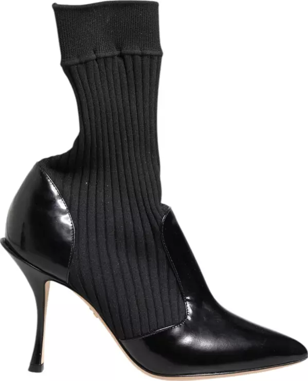 Black Stretch Stilettos Booties Socks Shoes