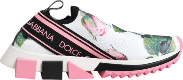 White Rose Print Sorrento Sneakers Shoes