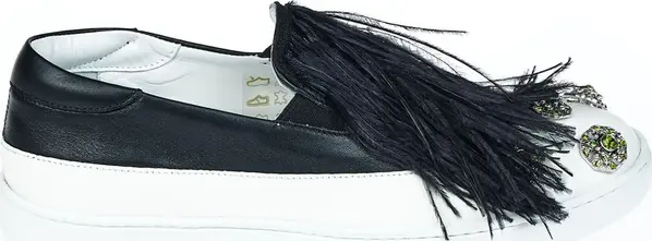 Black Leather Women Slip-On Shoe