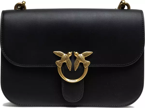 Black Leather Love Bell Classic Shoulder Bag