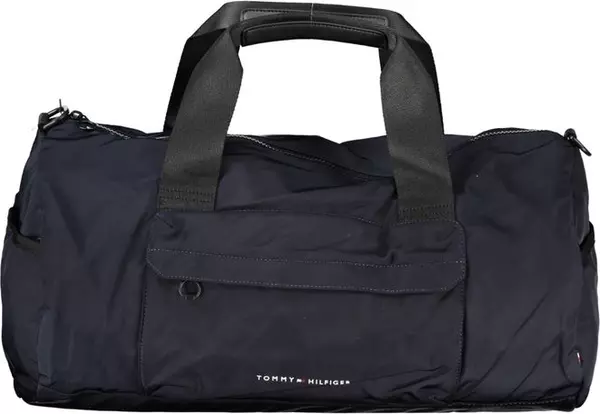 Blue Polyester Men's Bag with Adjustable Shoulder Strap