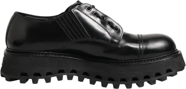 Black Leather Lace Up Derby Men Dress Shoes