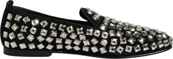 Black Suede Crystals Loafers Men Dress Shoes