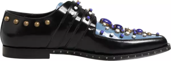Black Blue Embellished MONKSTRAP Dress Shoes