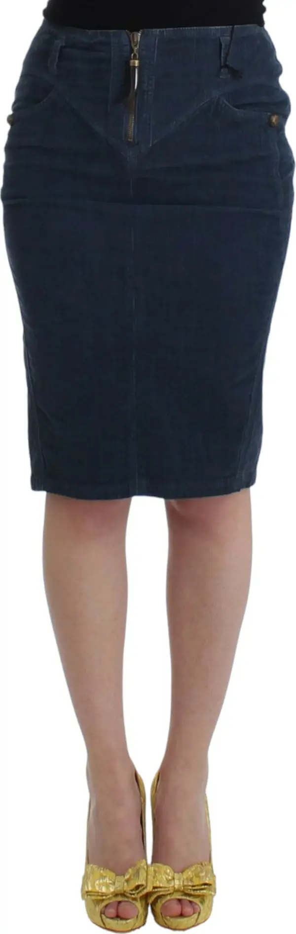 Blue corduroy pencil skirt