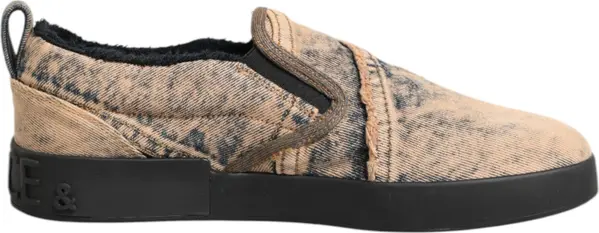 Beige Cotton Low Top Slip On Sneakers Shoes