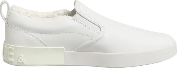White Leather Low Top Slip On Sneakers Shoes
