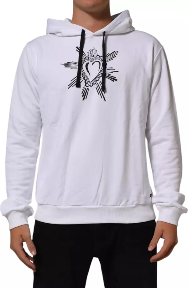 White Sacred Heart Hooded Sweatshirt Sweater