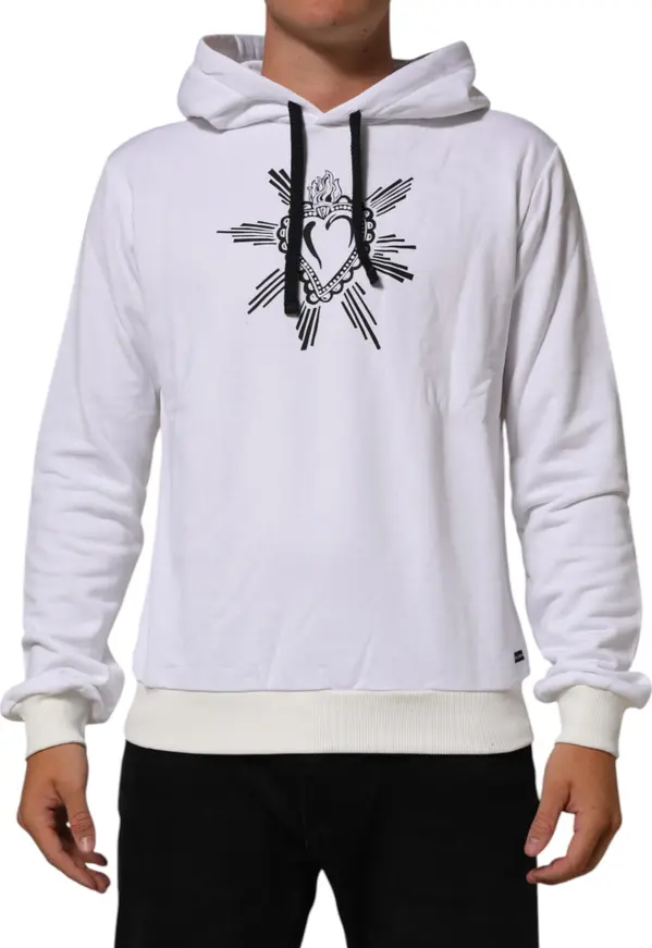 White Sacred Heart Hooded Sweatshirt Sweater