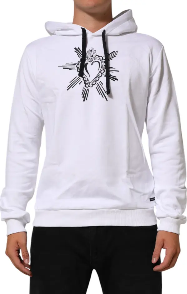 White Sacred Heart Hooded Sweatshirt Sweater