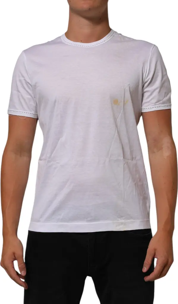 White Cotton Crew Neck Underwear Tee T-shirt