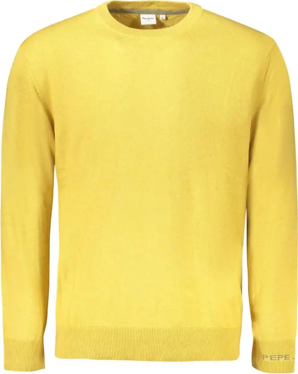 Yellow Cotton Men Sweater