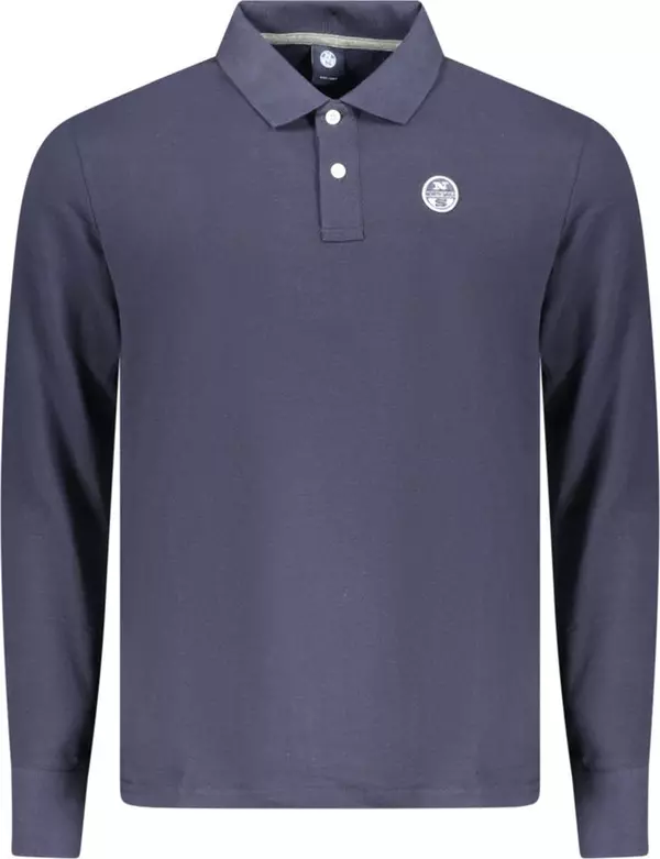 Blue Cotton Men Polo Shirt
