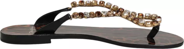 Black Crystals Flats Sandals Beachwear Shoes