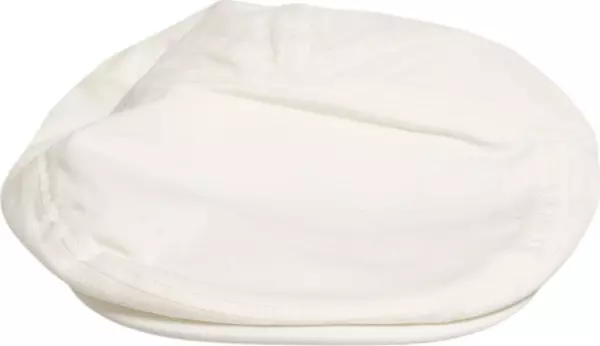 White Cotton Blend Leather Trim Flat Men Cap Hat