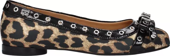 Brown Fabric Ballet Flats