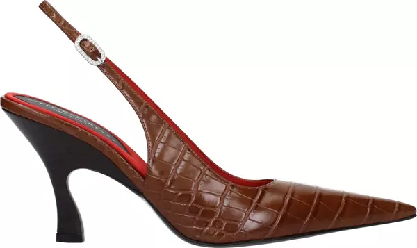Brown Leather High Heel Pumps