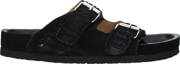 Black Leather Slippers