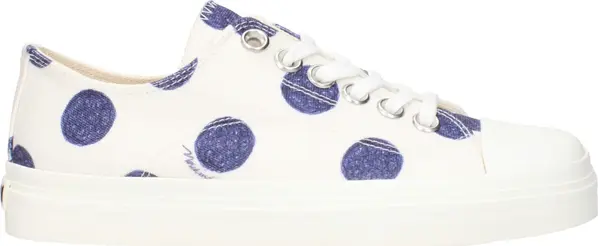 White Fabric Low Top Sneakers