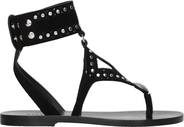 Black Leather Flip-Flop Sandals