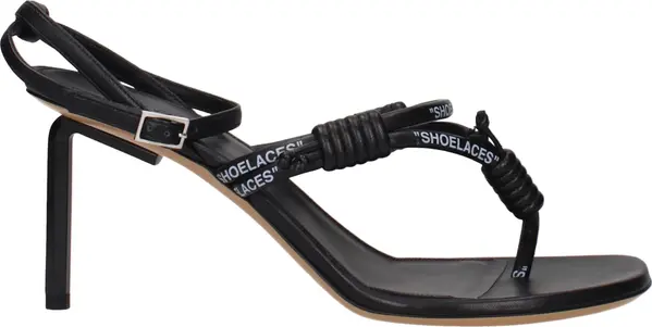 Black Leather Flip-Flop Sandals