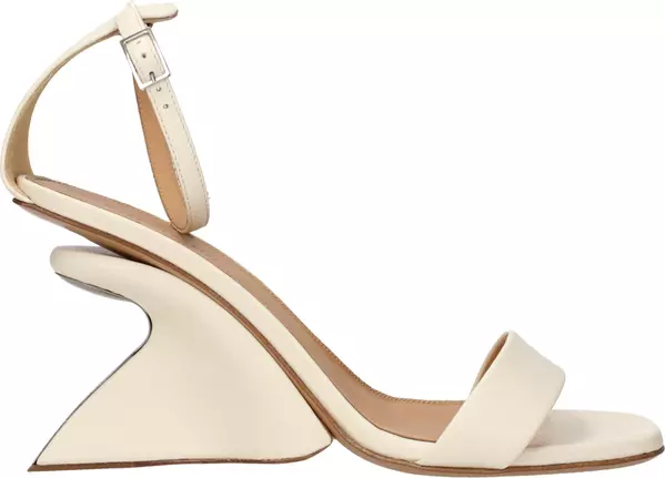 Beige Leather Platform Sandals