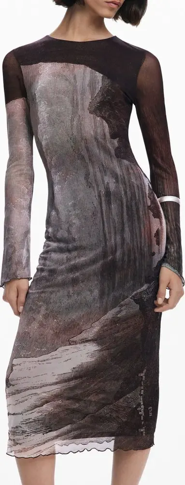 Marrone Polyester Women Dress