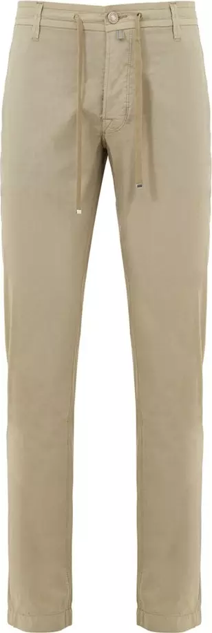Beige Cotton Casual Pants
