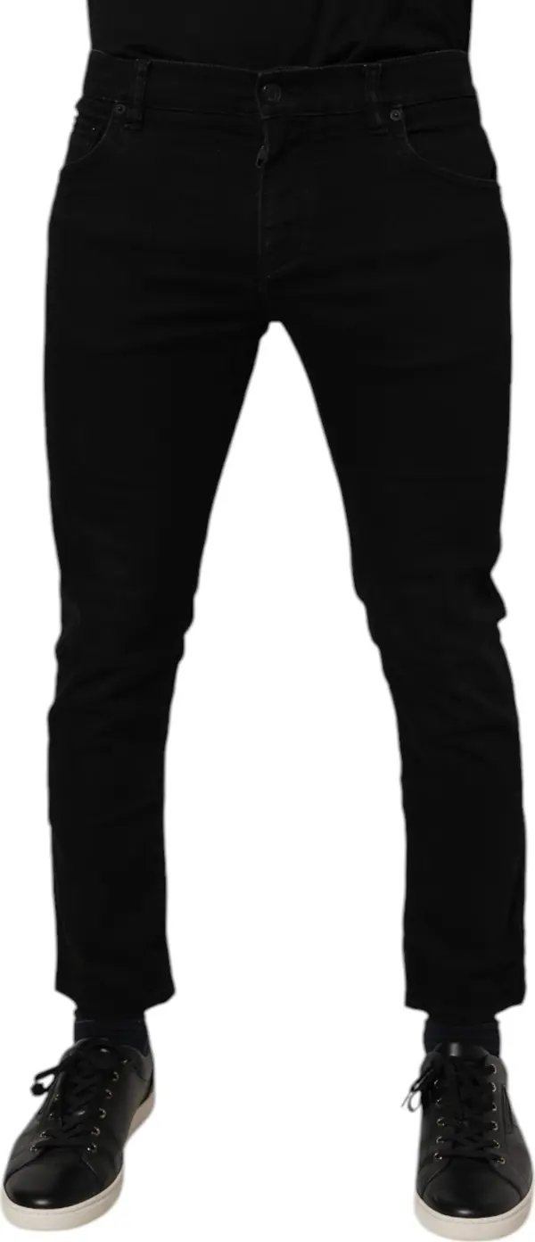 Black Cotton Stretch Skinny Men Denim Jeans