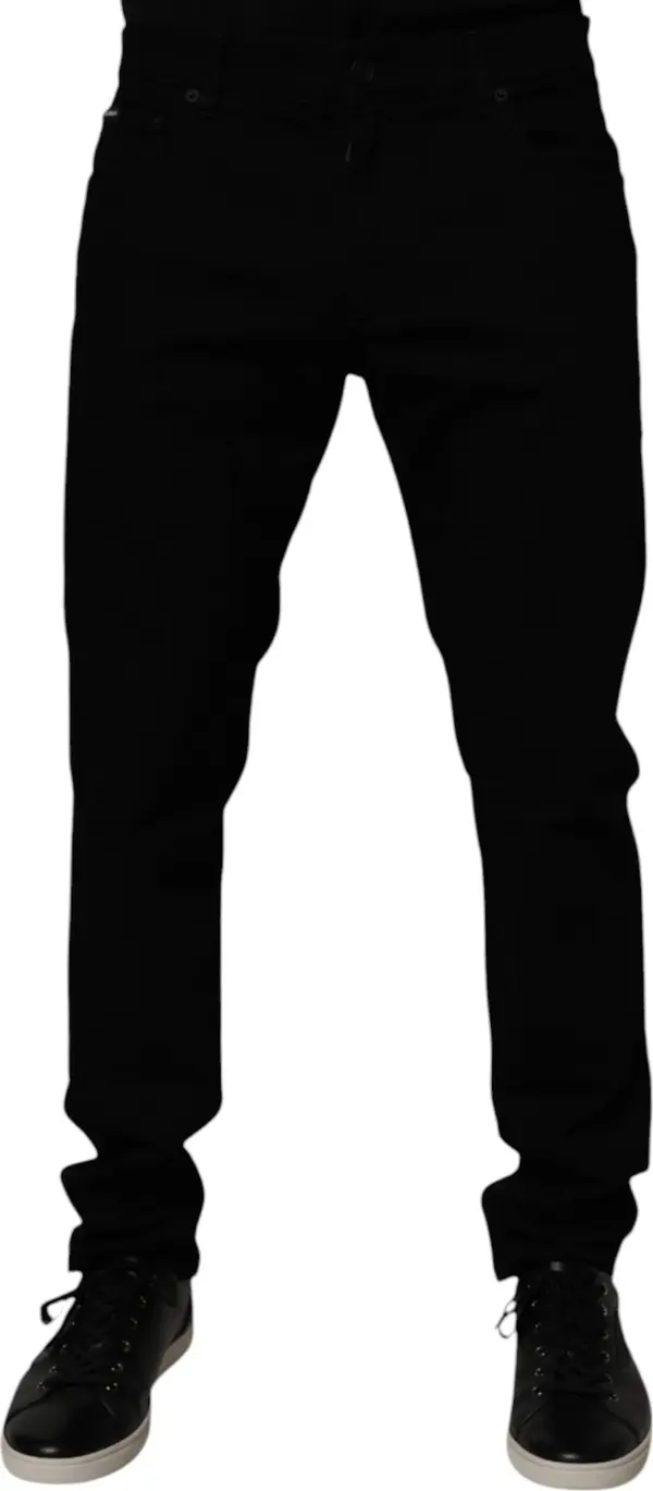 Black Cotton Stretch Skinny Men Denim Jeans