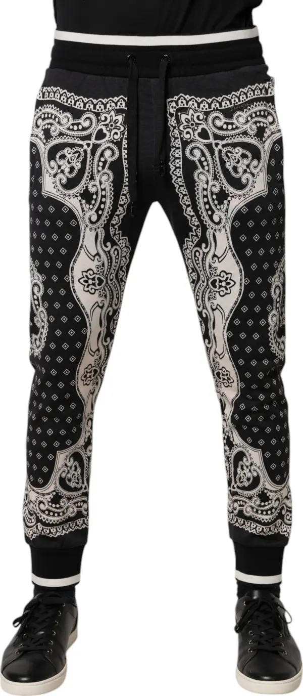 Black Cotton Bandana Jogger Sweatpants Pants