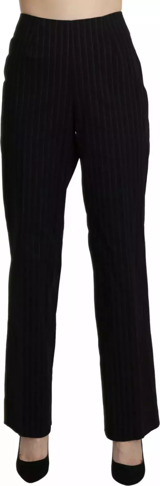Black High Waist Straight Dress Trouser Pants