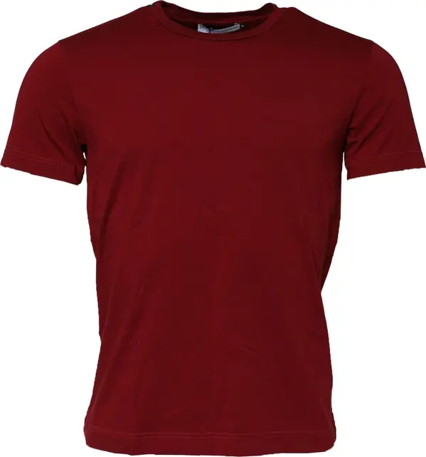 Maroon Cotton Crew Neck Short Sleeves T-Shirt