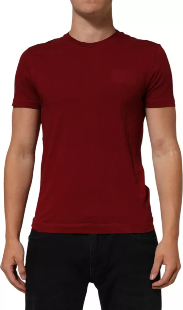 Maroon Cotton Crew Neck Short Sleeves T-Shirt