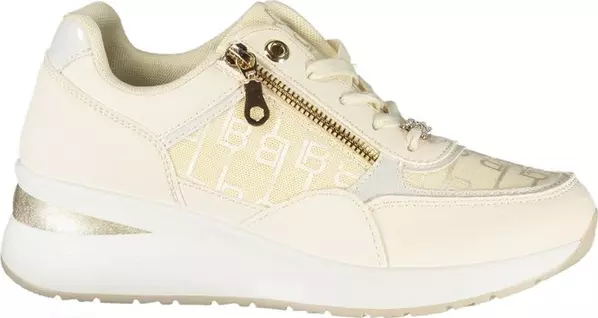White Polyurethane Women Sneaker