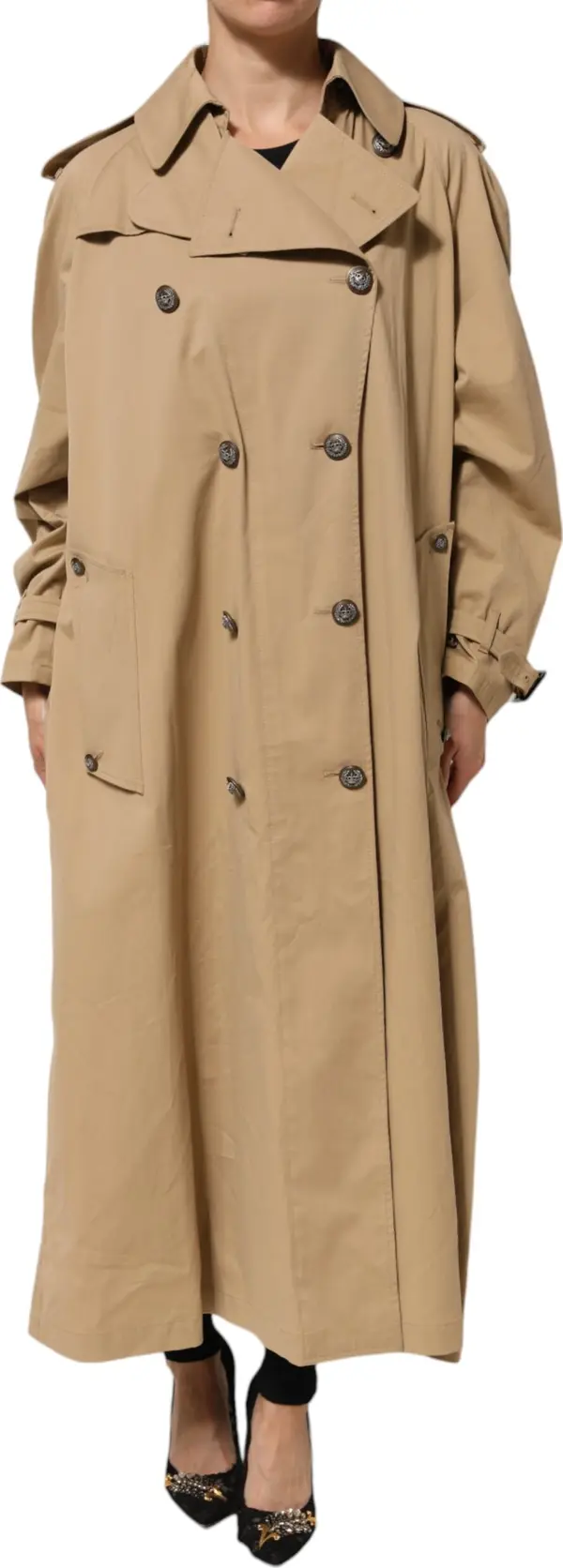 Khaki Double Breasted Trench Coat Jacket