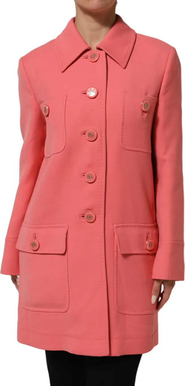 Pink Buttoned Down Trench Coat Jacket